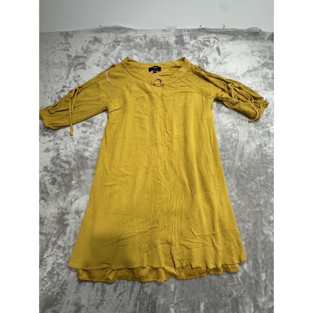 Naïf Tunic Dress Women's Size Medium Mustard 1/2 Sleeve Open Style Lined EUC